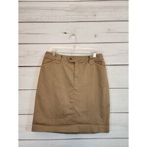 Ralph Lauren Jeans Co. Women's Brown Stretch‎ Cotton Pencil Skirt Size 14 Petite